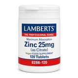 LAMBERTS Zinc Citrate 25 mg by Lamberts Natural Remedies — front view showing product label and branding, studio product photo on white background