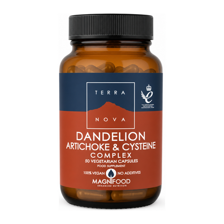Terranova Dandelion, Artichoke & Cysteine Complex by Terranova Natural Remedies — front view showing product label and branding, studio product photo on white background