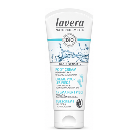 lavera Basis Sensitiv Foot Cream by Lavera Natural Beauty — front view showing product label and branding, studio product photo on white background