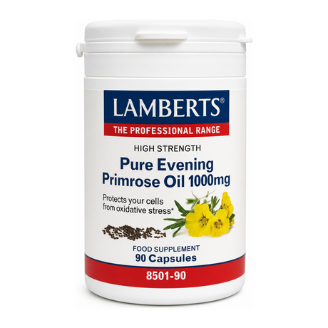 LAMBERTS Pure Evening Primrose Oil 1000mg by Lamberts Natural Remedies — front view showing product label and branding, studio product photo on white background
