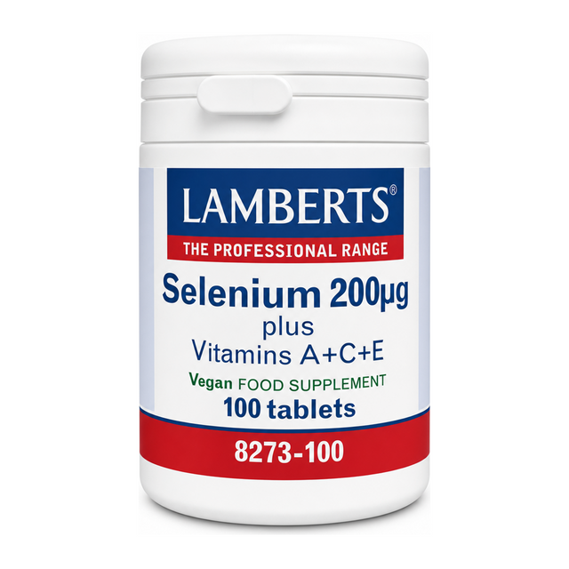LAMBERTS Selenium 200µg plus A + C + E by Lamberts Natural Remedies — front view showing product label and branding, studio product photo on white background
