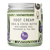 Laughing Bird Shea Butter Foot Cream with Mint, Rosemary & Tea Tree by Laughing Bird Natural Beauty — front view showing product label and branding, studio product photo on white background