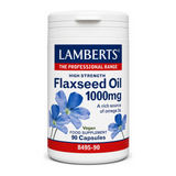 LAMBERTS Flax Seed Oil 1000mg by Lamberts Natural Remedies — front view showing product label and branding, studio product photo on white background