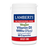 LAMBERTS Vegan Vitamin D3 1000iu (25µg) by Lamberts Natural Remedies — front view showing product label and branding, studio product photo on white background