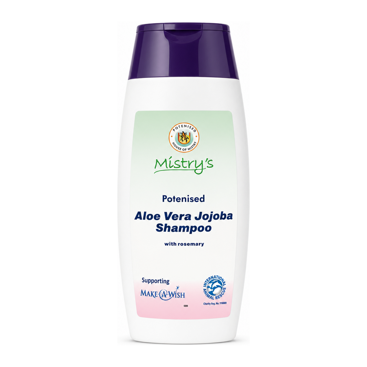 Mistry's Aloe Vera Jojoba Shampoo with Rosemary by Mistry's Natural Beauty — front view showing product label and branding, studio product photo on white background