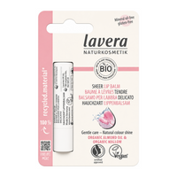 lavera SHEER LIP BALM by Lavera Natural Beauty — front view showing product label and branding, studio product photo on white background