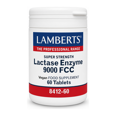 LAMBERTS Lactase Enzyme 9000FCC Super Strength by Lamberts Natural Remedies — front view showing product label and branding, studio product photo on white background