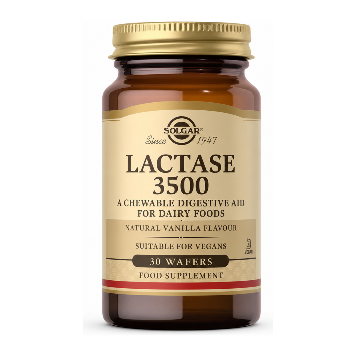 Solgar Lactase 3500 Wafers by Solgar Natural Remedies — front view showing product label and branding, studio product photo on white background