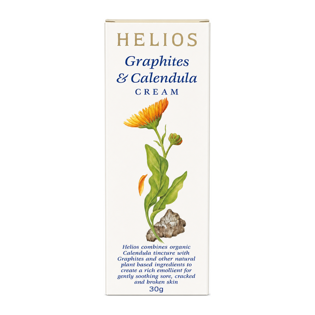 Helios Graphites & Calendula Cream by Helios Natural Remedies — front view showing product label and branding, studio product photo on white background