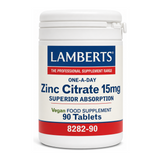 LAMBERTS Zinc 15mg (as Citrate) by Lamberts Natural Remedies — front view showing product label and branding, studio product photo on white background