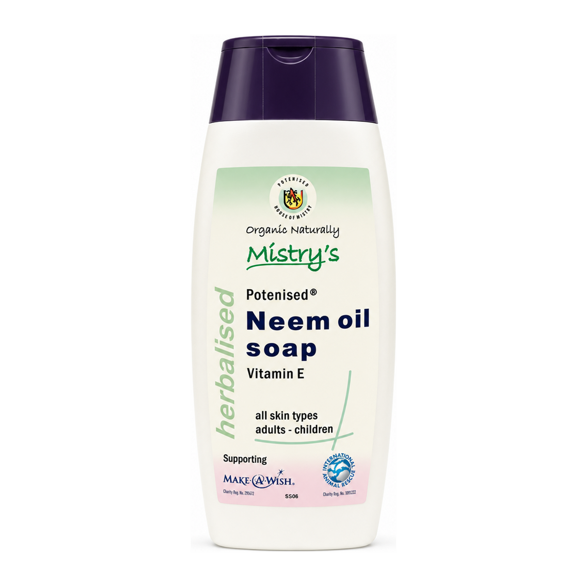 Mistrys Neem Oil  soap with Vitamin E by Mistry's Natural Beauty — front view showing product label and branding, studio product photo on white background