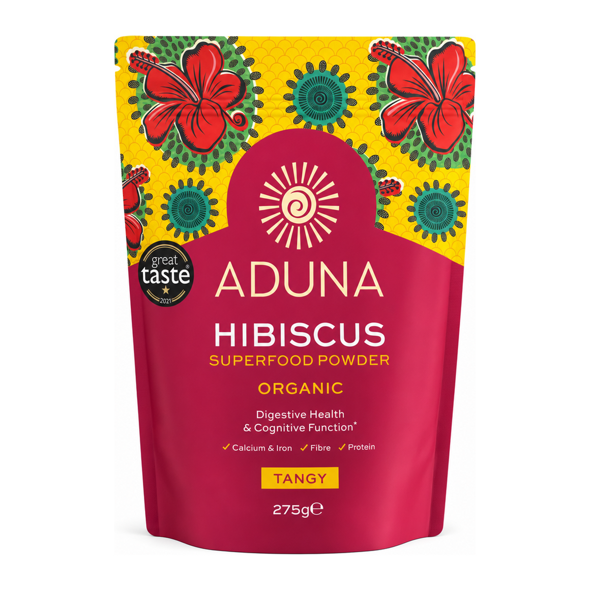 Aduna Superfoods Aduna Hibiscus Superfood Powder by Aduna — front view showing product label and branding, studio product photo on white background