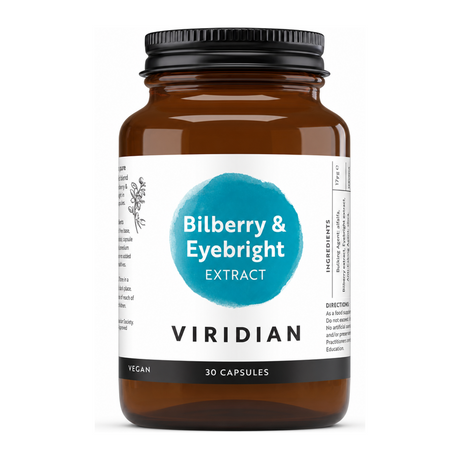 Viridian Bilberry with Eyebright Extract by Viridian — front view showing product label and branding, studio product photo on white background