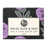 Laughing Bird Soap Welsh Slate & Sage by Laughing Bird Natural Beauty — front view showing product label and branding, studio product photo on white background