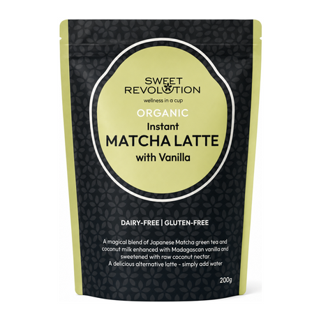 Sweet Revolution Organic Instant Matcha Latte by Sweet Revolution Food & Drinks — front view showing product label and branding, studio product photo on white background
