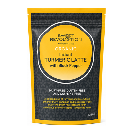 Sweet Revolution Organic Instant Turmeric Latte by Sweet Revolution Food & Drinks — front view showing product label and branding, studio product photo on white background