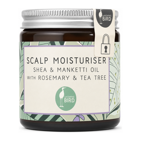 Laughing Bird Shea & Manketti Oil Scalp Moisturiser by Laughing Bird Natural Beauty — front view showing product label and branding, studio product photo on white background