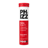 Phizz 3in1 Hydration Electrolytes Vitamins - Mixed Berry - 20 Tabs by Phizz Natural Remedies — front view showing product label and branding, studio product photo on white background