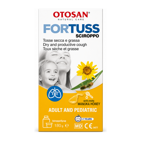 Otosan Fortuss Cough Syrup by Otosan Natural Remedies — front view showing product label and branding, studio product photo on white background