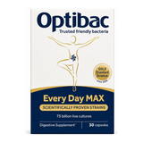 Optibac Probiotics For Every Day MAX 30 capsules by Optibac Natural Remedies — front view showing product label and branding, studio product photo on white background