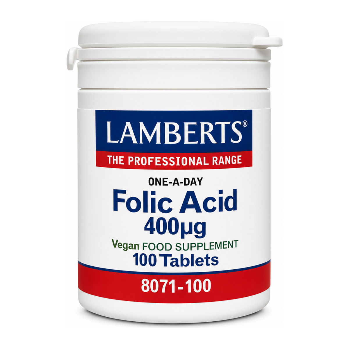 LAMBERTS Folic Acid 400µg by Lamberts Natural Remedies — front view showing product label and branding, studio product photo on white background