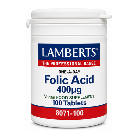 LAMBERTS Folic Acid 400µg by Lamberts Natural Remedies — front view showing product label and branding, studio product photo on white background