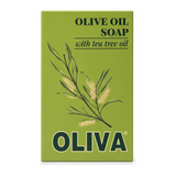 Oliva Olive Oil Soap with Tea Tree by Oliva Personal Care — front view showing product label and branding, studio product photo on white background