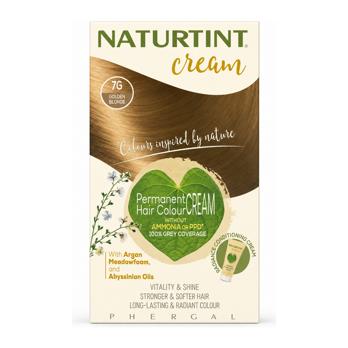 Naturtint Hair Colour Cream 7G Golden Blonde by Naturtint Natural Beauty — front view showing product label and branding, studio product photo on white background
