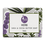 Laughing Bird Herb Soap with Shea and Cocoa Butter by Laughing Bird Natural Beauty — front view showing product label and branding, studio product photo on white background