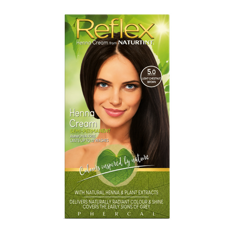 Reflex Naturtint Semi-Perm Colour - 5.0 Lt Chestnut Brown by Naturtint Natural Beauty — front view showing product label and branding, studio product photo on white background