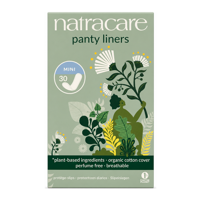 Natracare Mini Pantyliners x 30 by Natracare Natural Beauty — front view showing product label and branding, studio product photo on white background