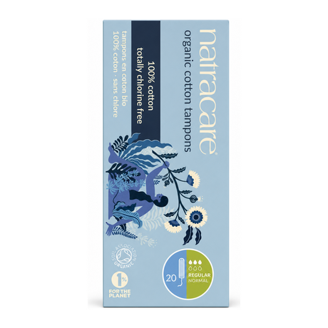 Natracare Organic Non-Applicator Tampons Regular x 10 by Natracare Natural Beauty — front view showing product label and branding, studio product photo on white background