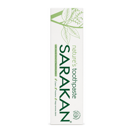 Sarakan Toothpaste by Sarakan Personal Care — front view showing product label and branding, studio product photo on white background