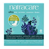 Natracare Natural Ultra Pads Regular with wings x 14 by Natracare Natural Beauty — front view showing product label and branding, studio product photo on white background