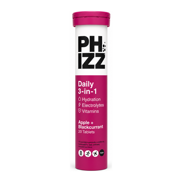 Phizz 3in1 Hydration Electrolytes Vitamins - App&Bcurrant - 10 Tabs by Phizz Vitamin & Mineral Supplements — front view showing product label and branding, studio product photo on white background