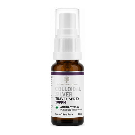 Nature's Greatest Secret 20ppm Colloidal Silver Spray Travel Size by Nature's Greatest Secret Natural Remedies — front view showing product label and branding, studio product photo on white background