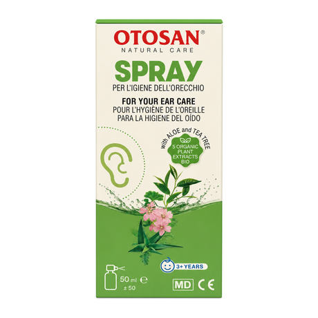 Otosan Ear Spray by Otosan Natural Beauty — front view showing product label and branding, studio product photo on white background