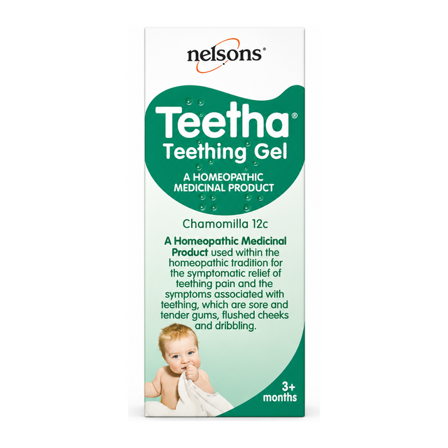 Nelsons Teetha Teething Gel by Nelsons Natural Remedies — front view showing product label and branding, studio product photo on white background