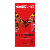 Montezumas Chocolate Chilli Bonkers Organic Dark Chilli Bar by Montezuma's Food & Drinks — front view showing product label and branding, studio product photo on white background