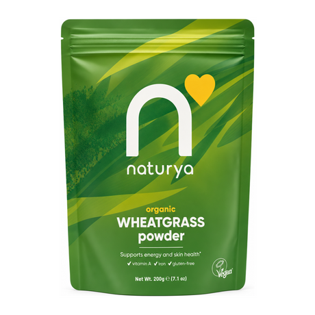 Naturya Organic Wheatgrass Powder by Naturya Natural Remedies — front view showing product label and branding, studio product photo on white background