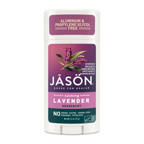Jason Lavender Deodorant Stick by Jāsön Natural Beauty — front view showing product label and branding, studio product photo on white background