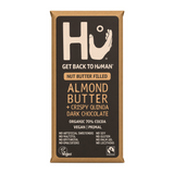 Hu Almond Butter & Puffed Quinoa Dark Chocolate Bar by Hu Food & Drinks — front view showing product label and branding, studio product photo on white background