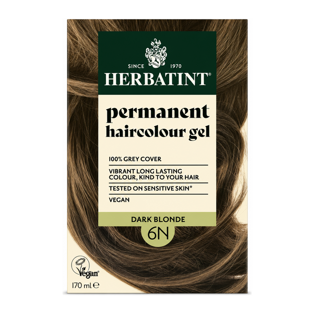 Herbatint Dark Blonde Ammonia Free hair Colour 6N by Herbatint Natural Beauty — front view showing product label and branding, studio product photo on white background