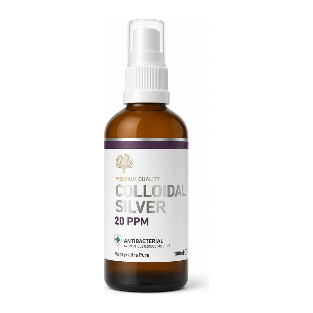 Nature's Greatest Secret 20ppm Enhanced Colloidal Silver Spray - pH 9.0 by Nature's Greatest Secret Natural Remedies — front view showing product label and branding, studio product photo on white background