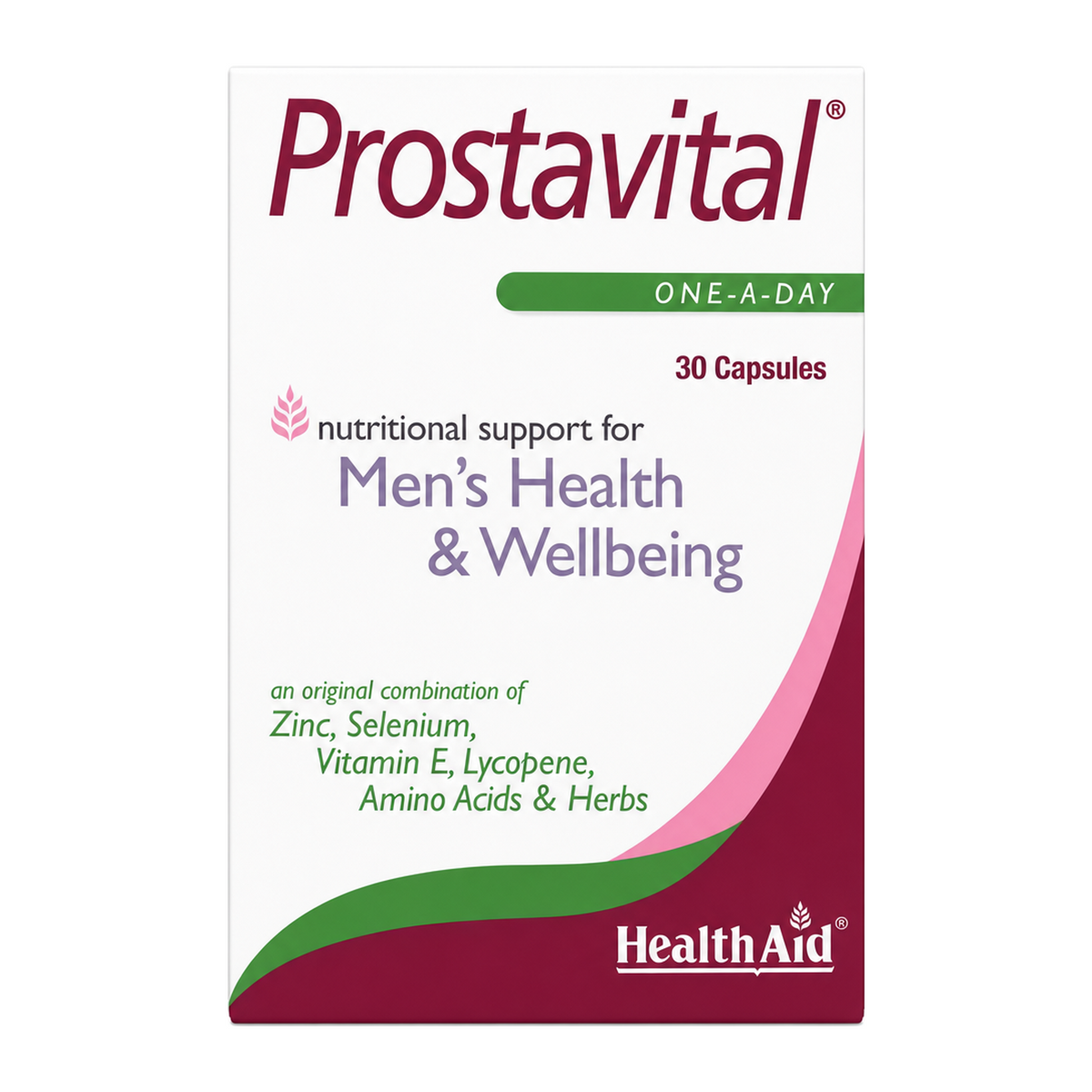 HealthAid Prostavital - 30 Capsules by HealthAid Natural Remedies — front view showing product label and branding, studio product photo on white background
