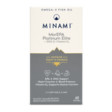 Minami Nutrition MorEPA Platinumules Elite 60 softgels by Minami Vitamin & Mineral Supplements — front view showing product label and branding, studio product photo on white background