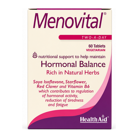 HealthAid Menovital - 60 Tablets by HealthAid Natural Remedies — front view showing product label and branding, studio product photo on white background
