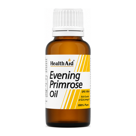 HealthAid Evening Primrose Oil (10% GLA) Oil by HealthAid Natural Remedies — front view showing product label and branding, studio product photo on white background