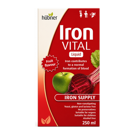 Hubner Iron Vital Liquid Bottle ML by Hübner Natural Remedies — front view showing product label and branding, studio product photo on white background