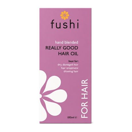 Fushi Wellbeing Really Good Hair Oil by Fushi Natural Beauty — front view showing product label and branding, studio product photo on white background